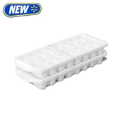 Mainstays Set of Two Stacking Ice Cube Trays, Freezer-Safe, Durable Food-Safe Plastic, BPA-Free, White