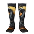 thumbnail image 1 of JUNZAN Full Moon Black Dragon Pattern Fun Novelty Knee Warmer High Socks, 1 of 6