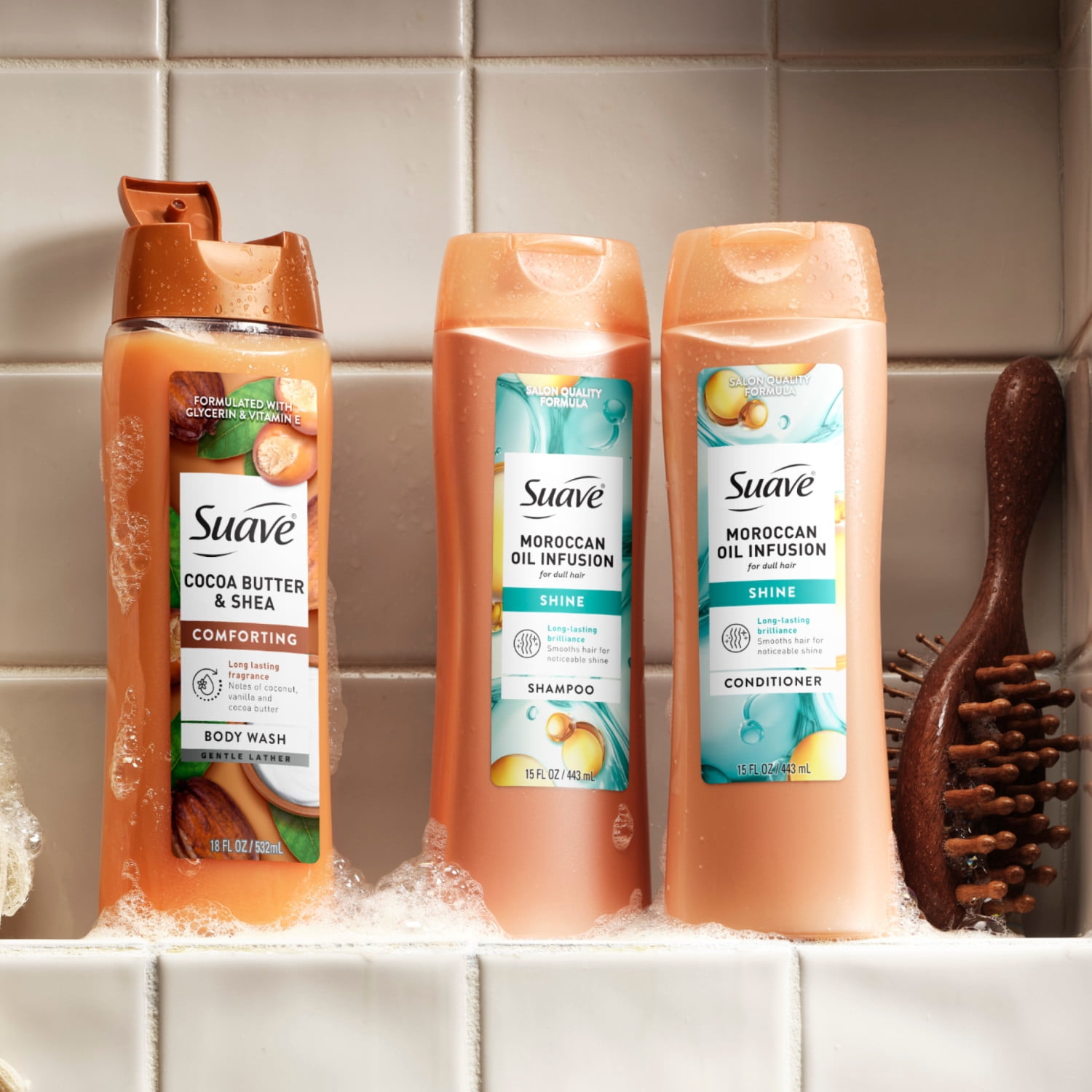 Suave Moroccan Oil Infusion Shampoo & Conditioner Value Pack, 15 FL OZ EA