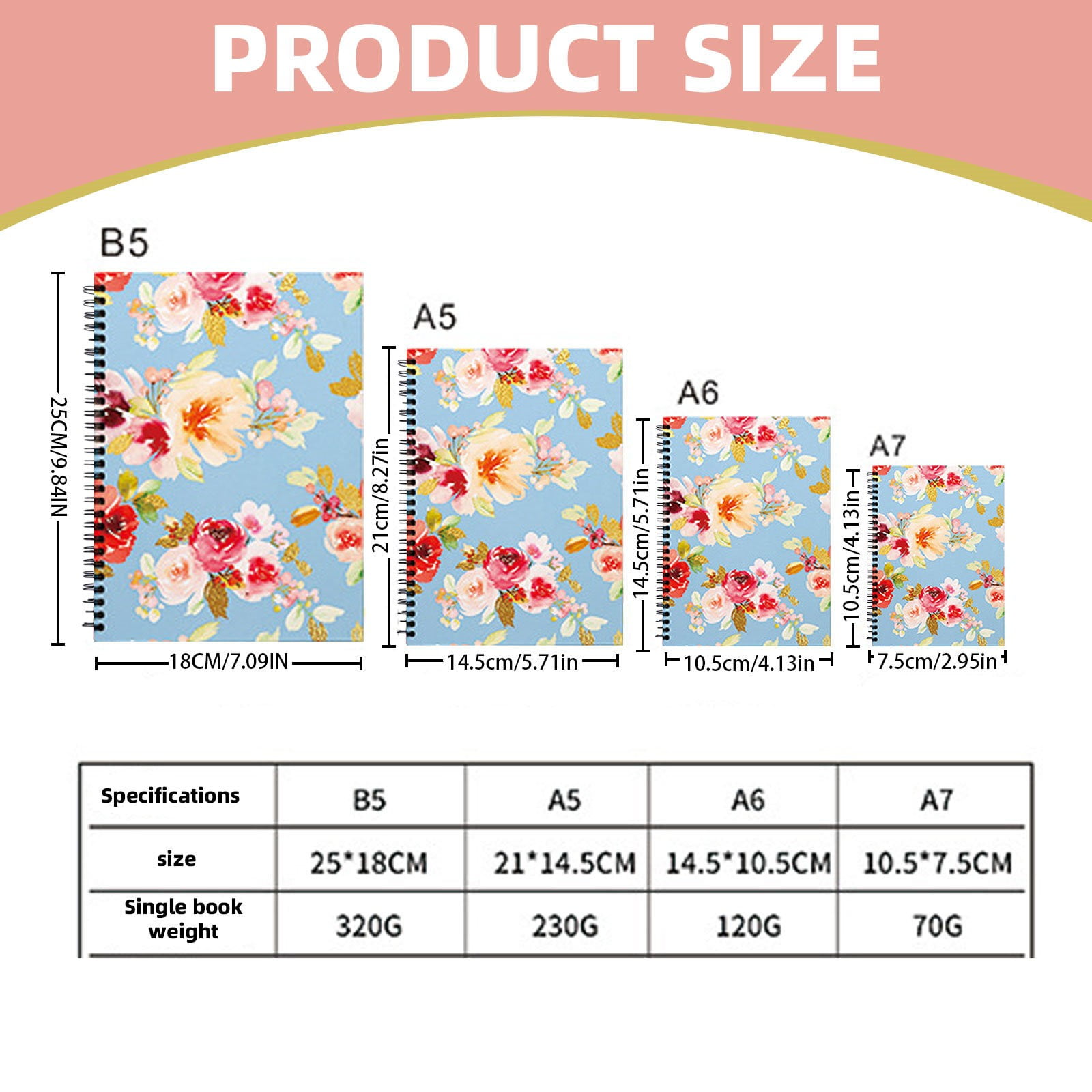 Clearance notebook for recording under $20,Notebook 4 Pcs Thick Flower Design Hardcover 8mm Ruled 4 Color 80 Sheets 160 Pages Journals For Study And Notes 2PC