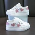 thumbnail image 6 of YunPes Toddler Girls Stylish Sneakers Cute Glitter Star Patch White Skate Shoes Non-Slip Cushioned Athletic Shoes with Hook & Loop, 6 of 9