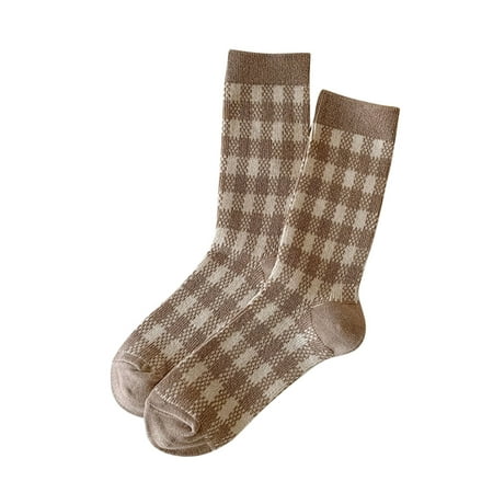 

Women Autumn And Winter Coffee Color Plaid Leopard Stripe Warm Socks Tights Spanks