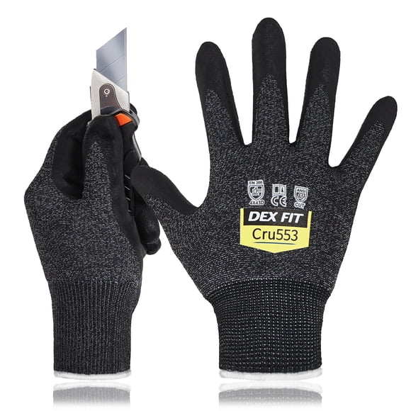 Guantes resistentes a cortes DEX FIT Cru553 negro y gris S (7), 3 pares