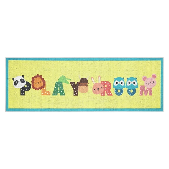 Sussex Home Low Pile Kids Rug for Playroom - Ultra-Thin Non-Slip Playroom Kids Runner Rug - Washable Cotton Educational Rug for Kids Room - 20 x 59 Inches