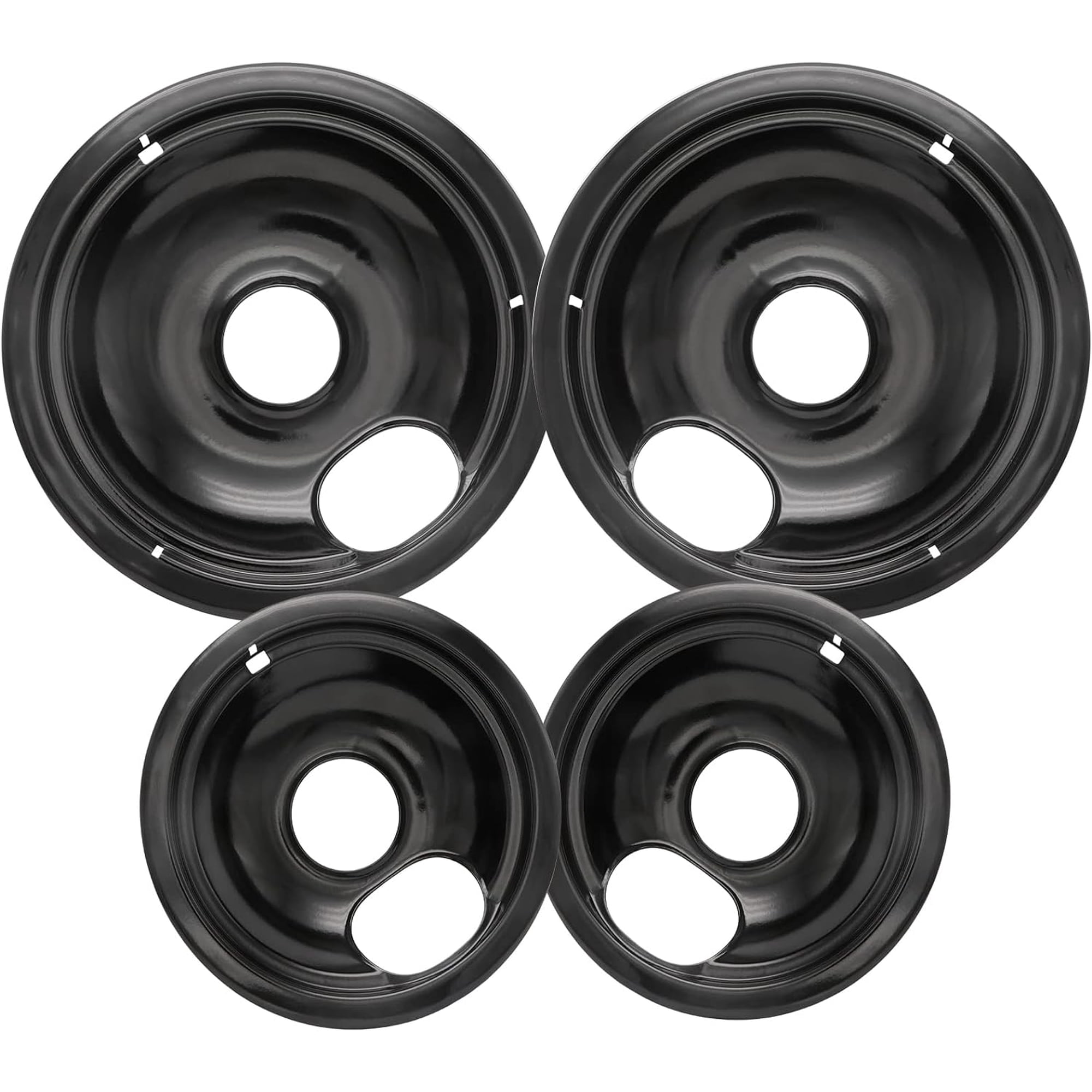Stove Drip Pan for Electric Stove Top, Compatible with Frigidaire 10% Energy Save by Enamel Spraying Prevent Bending and Rust Includes a Set of 4 Oven Burner Drip Pans, Black