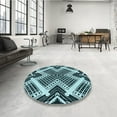 thumbnail image 3 of Ahgly Company Indoor Square Patterned Blue Lagoon Blue Area Rugs, 3' Square, 3 of 6