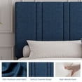 thumbnail image 2 of 4 EVER WINNER Twin Size Bed Frame, Upholstered Platform Bed Frame with Headboard, Blue Twin Bed Frame, No Box Spring Needed, Blue, 2 of 7