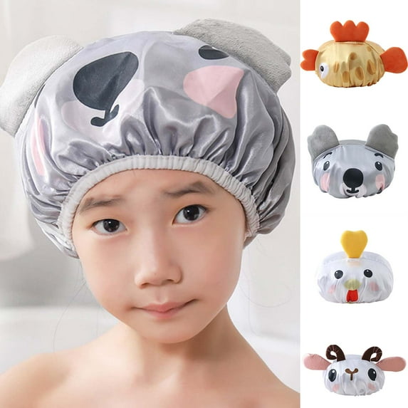 Dream Lifestyle Kids 3D Animal Shower Cap,Waterproof,Reusable,Double Layer Bath Hat Kids Fun Cartoon Animal Shower Caps 1PC