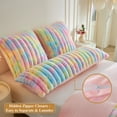 thumbnail image 3 of XeGe Fluffy Faux Rabbit Fur Body Pillow Cover, Luxury Plush Fuzzy Striped 20x54 Tie Dye Body Pillowcase Bedroom, Shaggy Furry Zippered Bedroom Long Pillow Case Pregnant Women Side Sleeper, Rainbow, 3 of 6