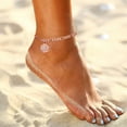 thumbnail image 3 of FOCALOOK Initial C Anklets for Women, Large Plus Size Rose Gold Plated Figaro Chain Ankle Bracelets, Hexagon Letter Charm Summer Beach Pool Waterproof Foot Jewelry 8.5-10.5inch, 3 of 10