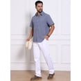 thumbnail image 5 of DARING DIVA Men's Plain Linen Short Sleeve Contrast Color Collar Shirts XL Denim Blue, 5 of 7