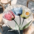 thumbnail image 3 of Colorful Tulips Round Fitted Table Cover Abstract Flowers Vintage Waterproof Table Cloth with Elastic Edge Wipeable Tablecloth for Picnic Camping Party Fits 55"-60" Diameter, 3 of 8