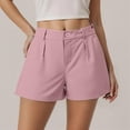 thumbnail image 2 of WTOBBY Ladies' Casual High Waist Suit Shorts with Slimming Effect, Versatile Solid Color Loose Fit for Fashionable Office or Everyday Summer Wear,Pink XL, 2 of 6