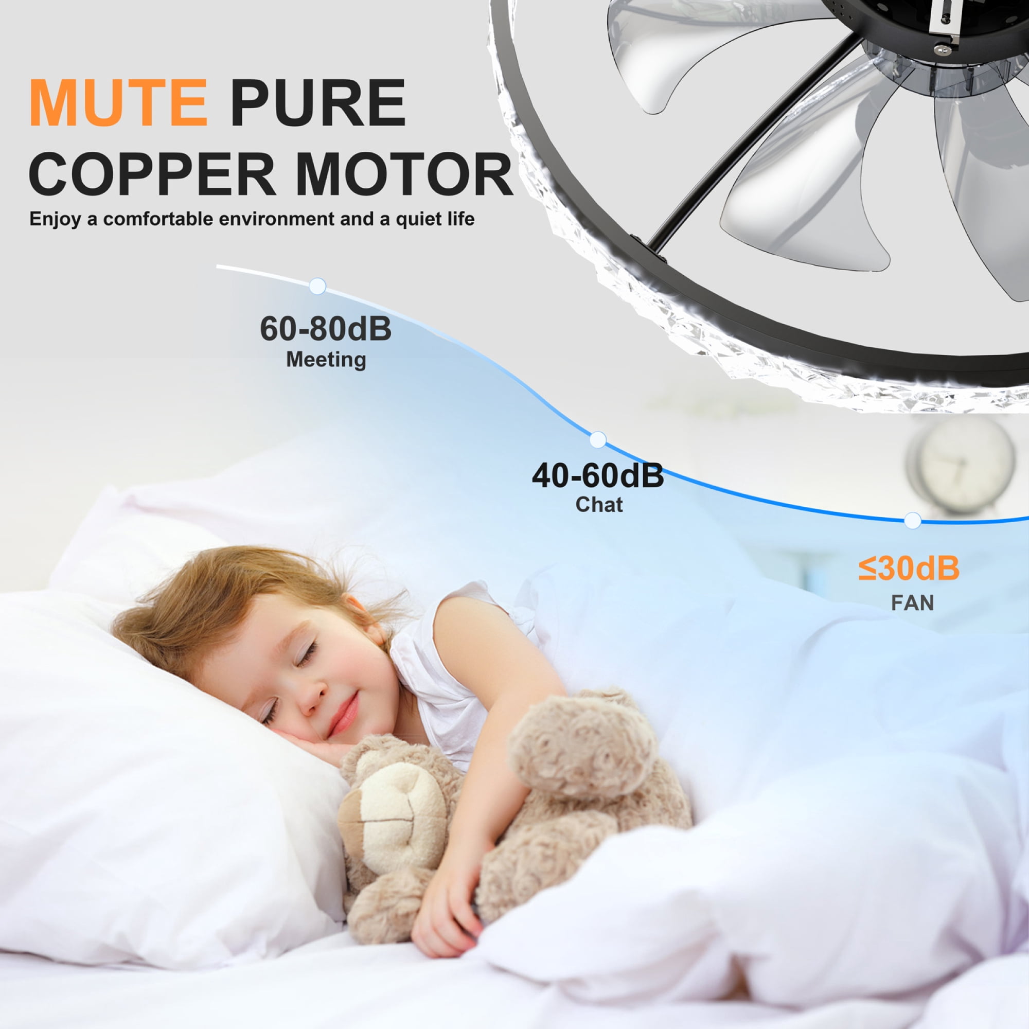 Leumius 23.6" Ceiling Fans with Lights Remote and APP Control, Dimmable 3-Color and 6-Speed quiet DC Motor, Ceiling Fan for Living Room Bedroom Black