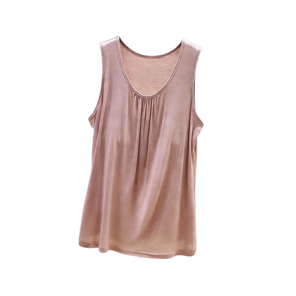 Besolor Womens Pajama Tank Tops Front Pleated Crewneck Sleeveless Shirts Lightweight Casual Loose Comfy Sleepwear Tee Tanks