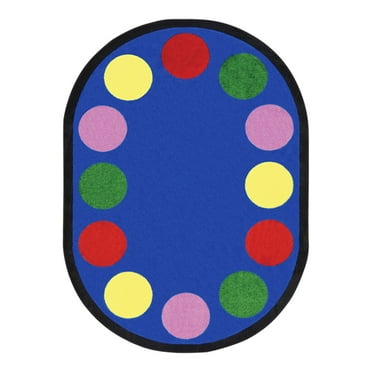Joy Carpets 1430CC-01 5 ft. 4 in. x 7 ft. 8 in. Lots of Dots Oval Area Rug - Multi-Color