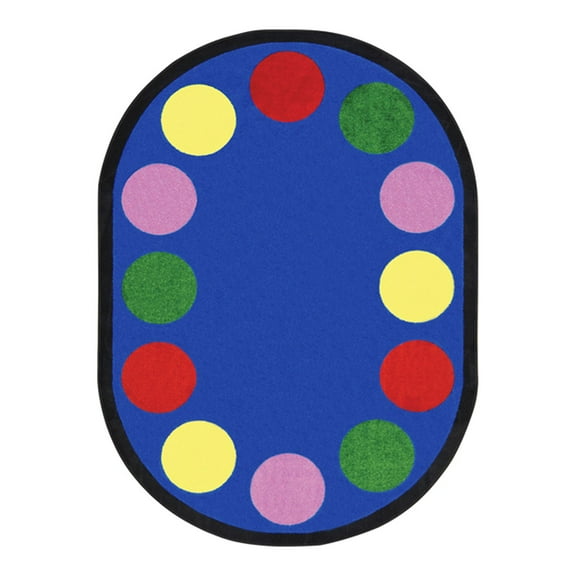 LOTS OF DOTS RUG 5.4 X 7.8 OVAL 12 DOTS PRIMARY
