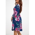 thumbnail image 6 of DEVOPS Women's Casual Long Sleeve Empire Waist Loose Dress with Pockets (X-Small, Floral Navy Blue), 6 of 6