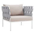 thumbnail image 5 of Modway Harmony 5 Piece Outdoor Patio Aluminum Sectional Sofa Set in White Beige, 5 of 9