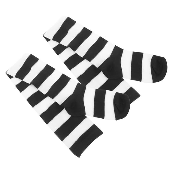 Soimiss 1 Pair of Women's Black Wide Striped Knee Stockings Over The Knee Soft Fabric for Cold Wind Protection