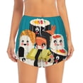 thumbnail image 2 of Picia I Love Sushi Pattern Women's 2 in 1 Athletic Running Shorts High Waisted Workout Casual Gym Sweat Shorts with Comfy Liner Zipper Pockets-XX-Large, 2 of 9