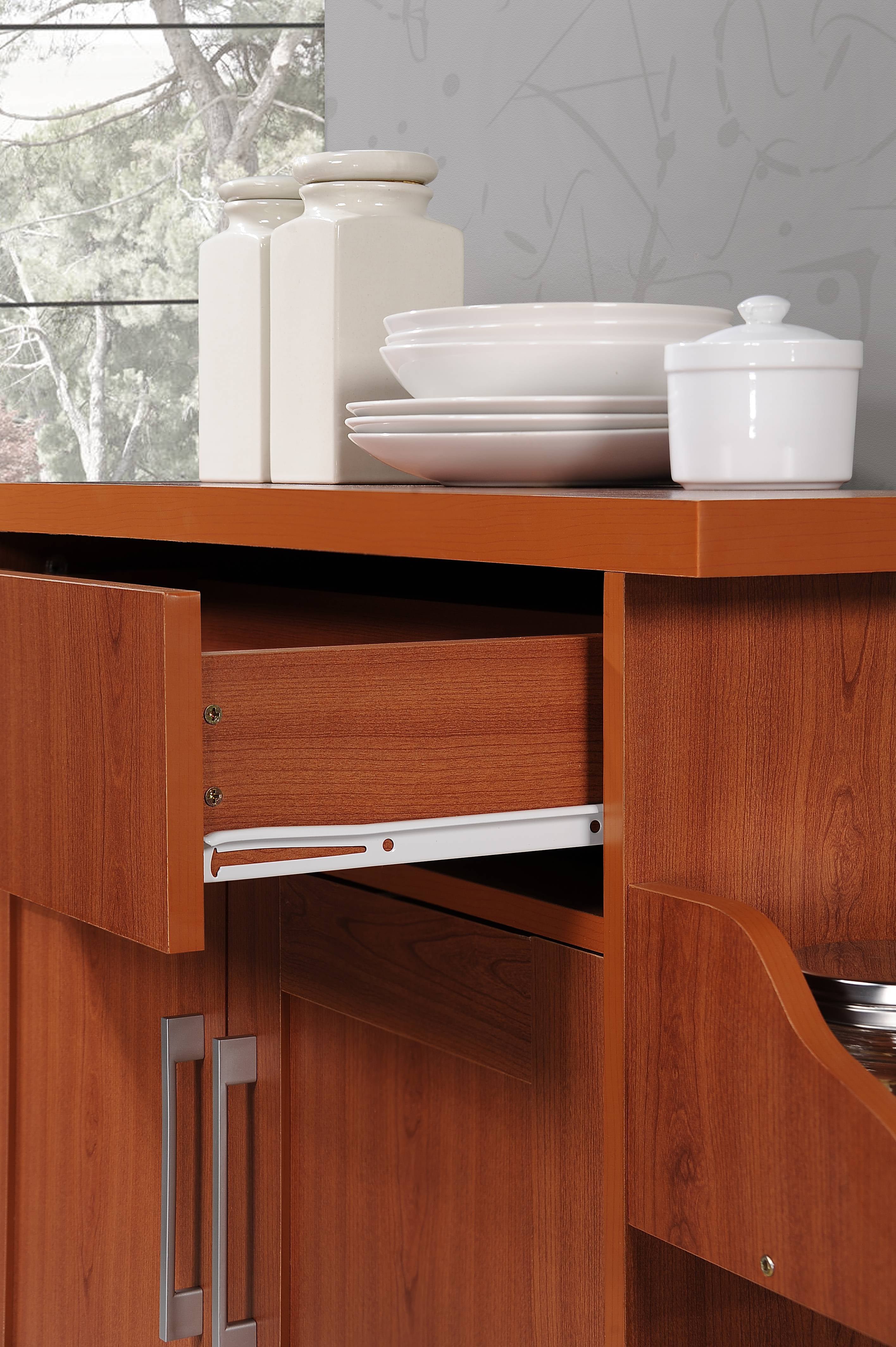 Hodedah Kitchen Cart with Spice Rack plus Towel Holder, Cherry