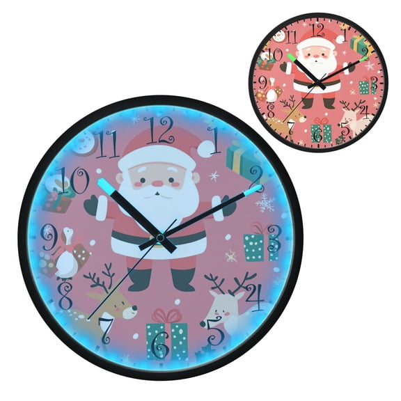 Voice Activated Clock with Glow Light 12 Inch Large Silent Wall Clock Battery Operated for Home Decor Christmas Day Elements