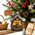 thumbnail image 4 of Flat Acrylic Winter Woodland Christmas Ornament, Snow Forest House Hanging Decor, Holiday Keepsake Pendant for Christmas Tree and Wreath Display, 4 of 6