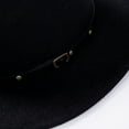 thumbnail image 4 of Biekopu Unisex Woolen Felt Panama Hats Wide Brim Solid Color Fedora Cowboy Hats, 4 of 7