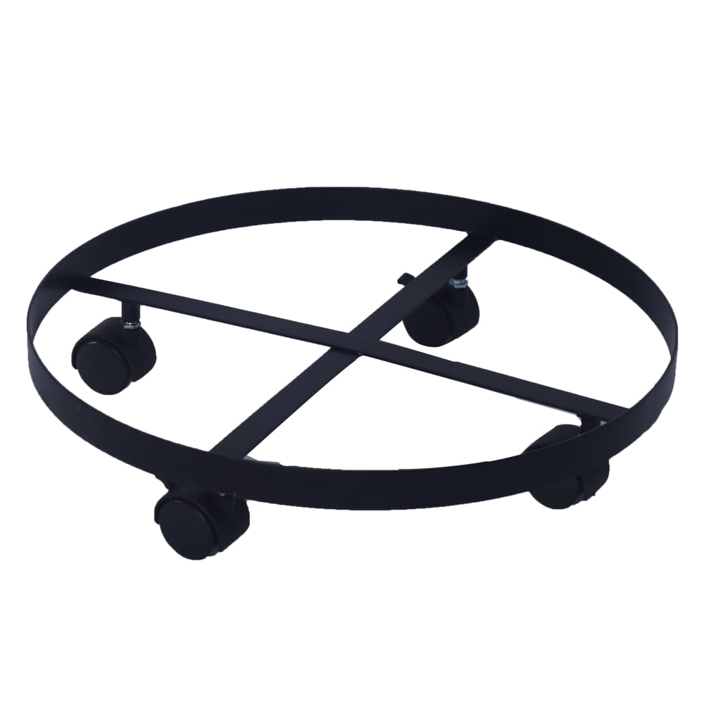 Kepooman 14" Metal Rolling Plant Caddy Round Flower Pot Rack with Wheels for Garden Patio, Black