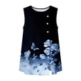 thumbnail image 5 of JTZGDY Summer Womens Tank Tops Loose Fit Casual Floral Printed Sleeveless Button Down Basic Crew Neck Graphic Pleated Tunic Tshirt Trendy Slit Hem Blouses, 5 of 7