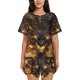 thumbnail image 1 of Balery Cool Black Gold Dragon Conjunto de Pijama para Mujer con Estampado, Dos Piezas de Manga Corta y Shorts, Ropa de Dormir Suave con Cuello Redondo y Bolsillos-X-Large, 1 of 6