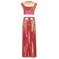 thumbnail image 4 of Conjunto de dos piezas para mujer con chaleco brillante y pantalones anchos: conjunto de top corto sin mangas y cuello redondo, tallas S-XXXXXL, 4 of 8