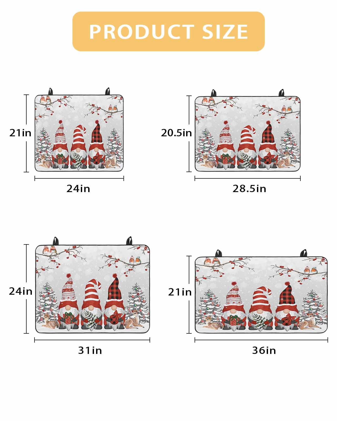 Large Induction Cooktop Protector Mat Christmas Gnomes Stove Top Covers for Electric Stove, Xmas Tree Cardinal on Branches Winter Snowflakes Decorative Stove Burner Cover Mats, Glass Top Stove Cover