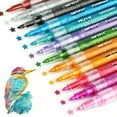 thumbnail image 1 of Rotuladores con purpurina HOTU, 12 colores brillantes, tinta a base de agua, 1 of 5