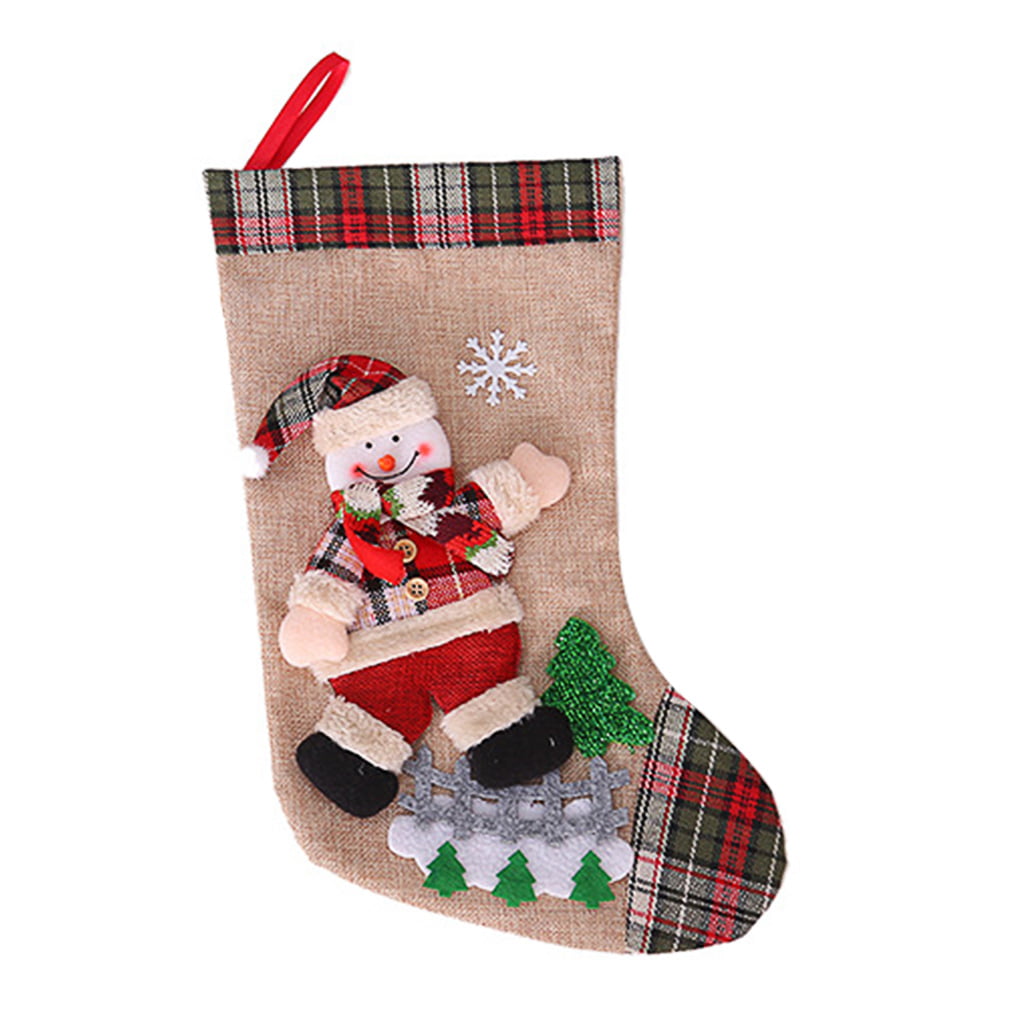 Christmas Snowman Felt Santa Sack Children Xmas Gifts Candy Stocking Bag S 