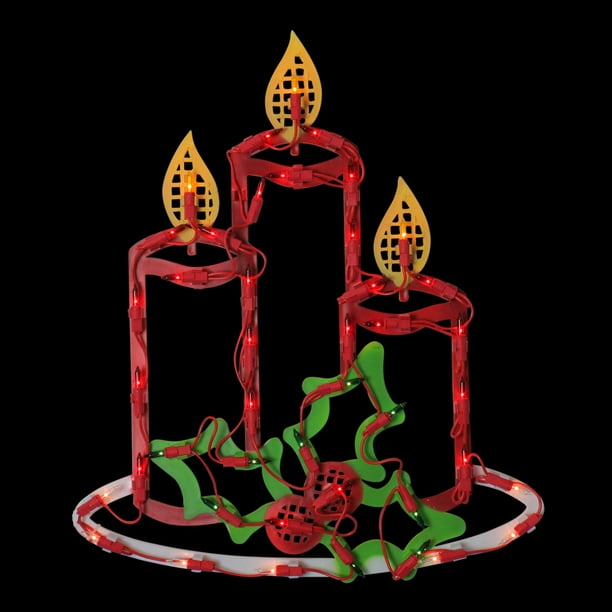 Northlight Bougies Allumées 16,5 Po avec Silhouette de Fenêtre de Noël de Houx et Baies