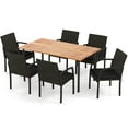 thumbnail image 2 of Costway 7PCS Patio Rattan Dining Chair Table Set with  Cushion Umbrella Hole Black, 2 of 11