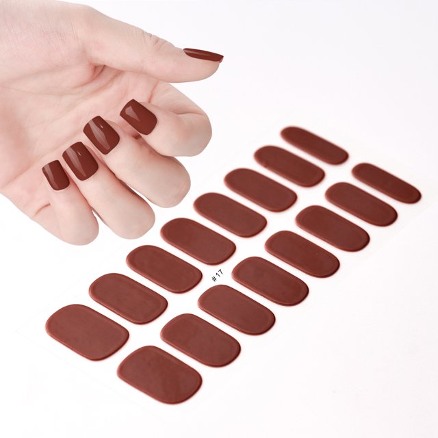 Parche de uñas de Gel semicurado transparente, adhesivo deslizante de larga duración, cubierta completa sólida, 16 puntas, envolturas de uñas de Gel transparente