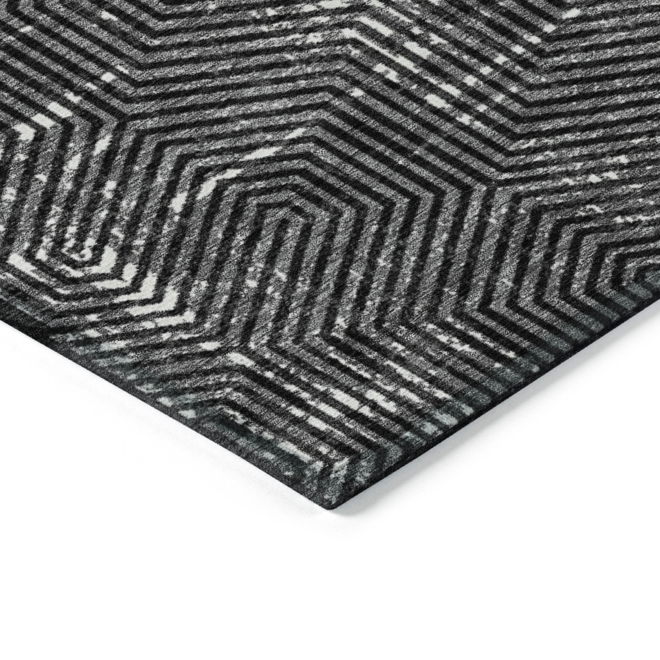 Addison Rugs Chantille Indoor/Outdoor Transitional Geometric Black Washable Rectangle Rug, 1'8" x 2'6"