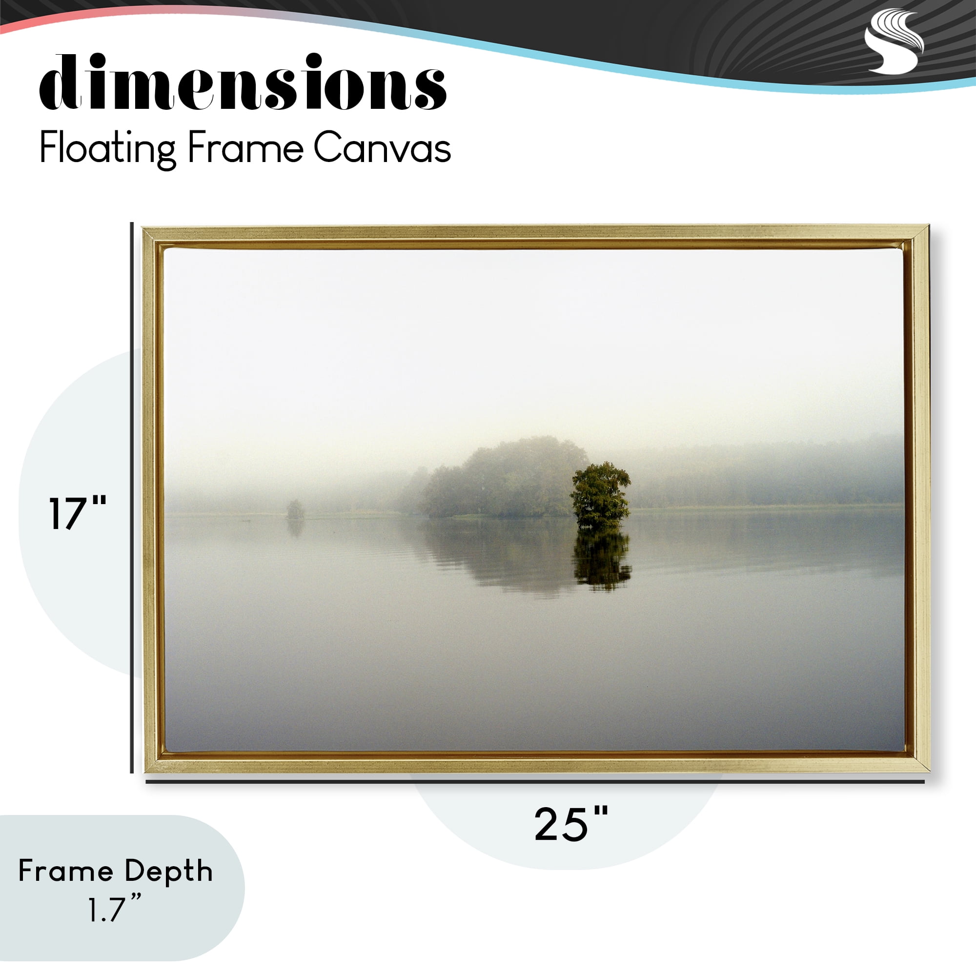 Stupell Industries Misty Lake Reflection Gold Framed Floater Canvas Wall Art, design by Gail Peck