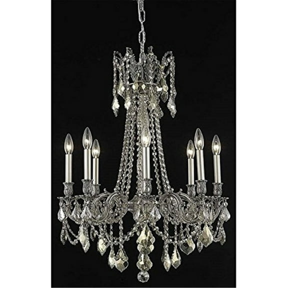 9208 Rosalia Collection Chandelier D:24in H:30in Lt:8 Pewter Finish (Royal Cut Crystals)