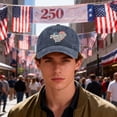 thumbnail image 2 of Yindaity Memorial Day Hats 250 Anniversary USA Hat 1776-2026 Adjustable Embroidered Patriots Eagle Trucker Cap America 250th Mesh-Back Cap for Men Women,Navy, 2 of 5