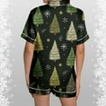 FUNDUFI Ladies Christmas Christmas Tree Printed Silk Satin Short Sleeve
