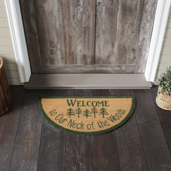 VHC Brands Neck Of Woods Coir Welcome Rug Half Circle 16.5x33