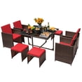 thumbnail image 3 of Homall 9 Pieces Outdoor Dining Sets Patio Rattan Conversation Set Space Saving Wicker Chairs with Glass Table,Red, 3 of 7
