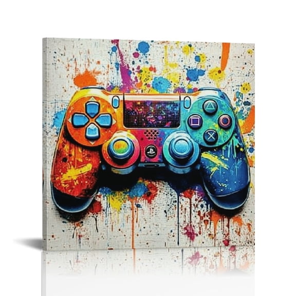 Acheng Gaming Wall Decor Graffiti Wall Art for Teen Boy Game Room Decor Banksy Gamepad Headphones Canvas Pictures Gamer Bedroom Playroom Street Pop Art Wall Decor Modern Cool