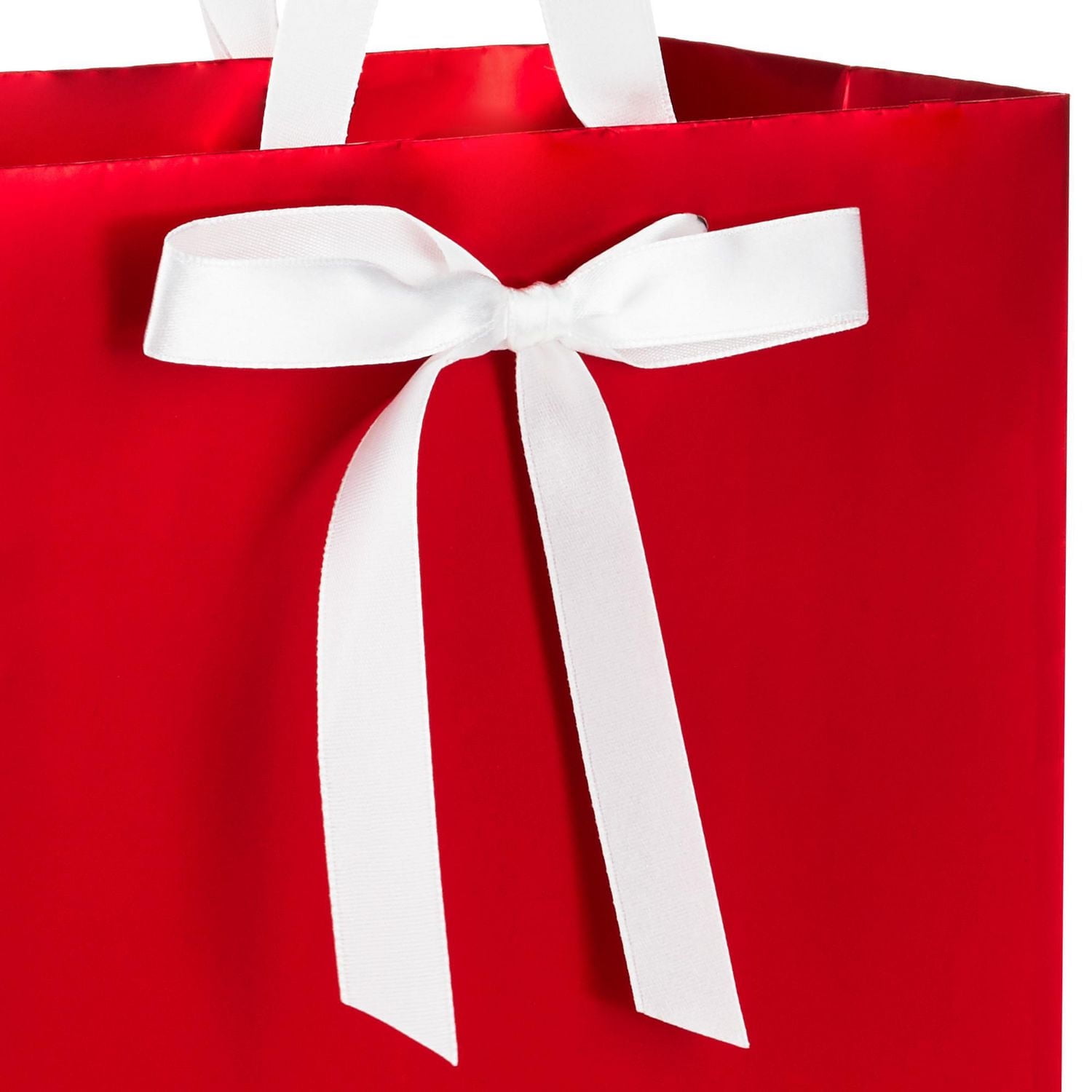 Hallmark 9" Medium Gift Bag (Red Foil with White Bow) for Valentine's Day, Christmas, Birthdays, Parties or Any Occasion