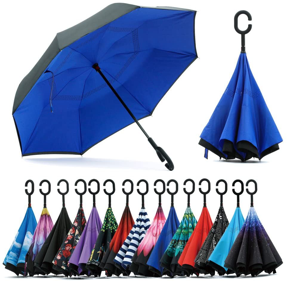 Anti-Uv Waterproo Spar Saa Double Layer Inverted Umbrella With C-Shaped Handle 