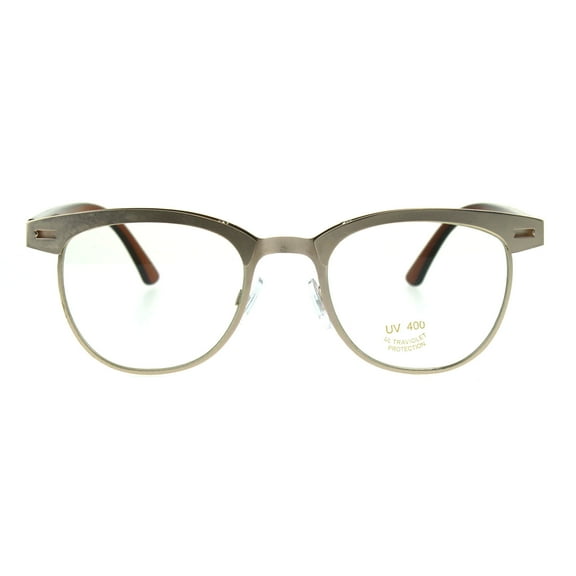 Unique Mod Minimal Simple Half Horn Rim Style Eye Glasses Gold Brown